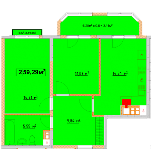 Двухкомнатная квартира
