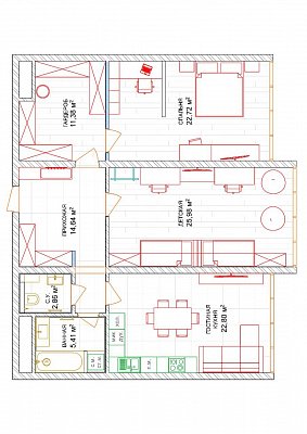 2 комнатная квартира 105,9м²