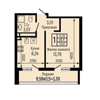 1-комнатная квартира