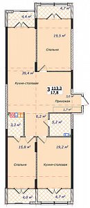 3 комнатная квартира 113,3м²