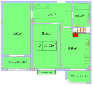 Двухкомнатная квартира