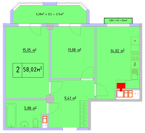 Двухкомнатная квартира